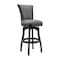 Armen Living Raleigh 26" Counter Height Swivel Barstool in Black Finish and Gray Faux Leather LCRABASIBLGR26 - alternate 1